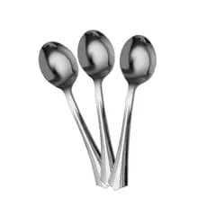 10 Colheres Sobremesa 14cm Descartáveis de Luxo em Plástico Prata