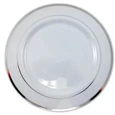 5 Pratos Refeição 26cm Descartáveis de Luxo Plástico Prata