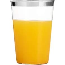 Conjunto 5 Copos 300ml Descartáveis Luxo Plástico Prata Festa Elegante
