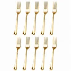 Kit 10 Garfos 18,5cm Descartáveis Plástico Luxo Gold