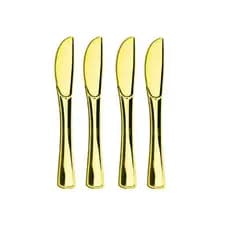 Kit 10 Facas 19,6cm Descartáveis De Luxo Em Plástico Gold