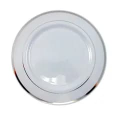 5 Pratos Sobremesa 19cm Descartáveis de Luxo em Plástico  Prata