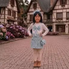 Conjunto  infantil Menina  Blusa com laco e short Saia  tweed conjunto infantil menina inverno