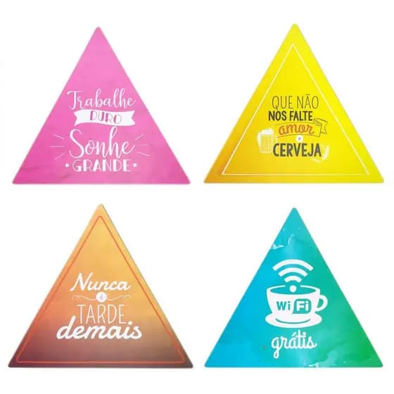 PLACA DECORATIVA TRIANGULAR em MDF Churrasqueira Café bar