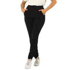 Calça Social Malha Crepe Cintura Alta Feminina Bolso Skinny