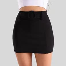 Short Saia Feminino Cintura Alta Cinto Forrado Shorts Curto Bermuda Sainha