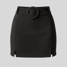 Short Saia Feminino Com Cinto Forrado Shortinho Curto Fenda Bermuda Sainha Cintura Alta