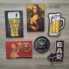 Kit com 6 placas decorativas em MDF - Churrasco - Bebidas - Cerveja - Caneca de Chopp