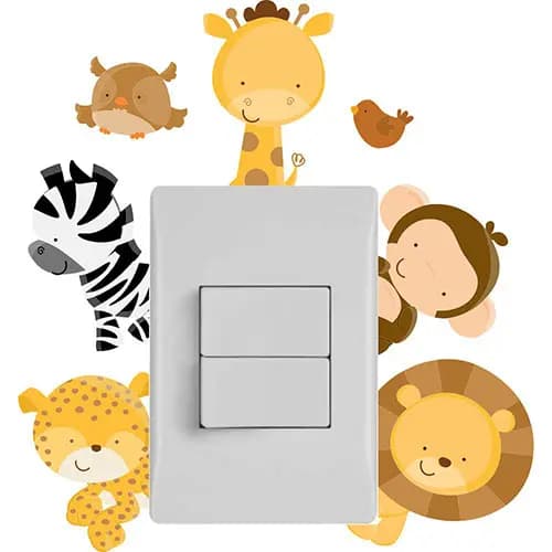 Adesivo Decorativo Para Interruptor Safari - Bichos - Selva