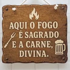 Placa Decorativa Churrasco Pendurar Bar Cerveja Mdf 30x27cm para área da churrasqueira, bar.