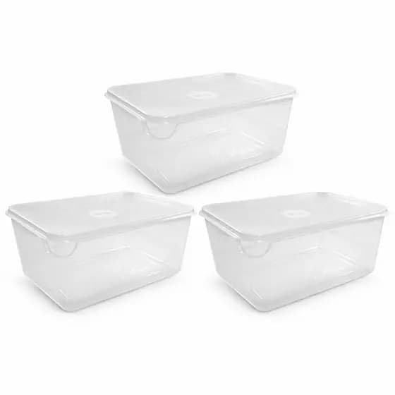 Kit Com 3 Organizadores Multiuso Com Tampa - 1 Litro - 7x17x11cm