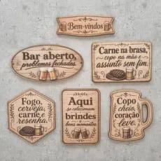 Kit 6 Placas Decorativas Mdf Churrasco Bar Cerveja Resenha