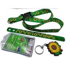 Kit Cordão Porta Crachá Pulseira Girassol deficiência oculta Autismo