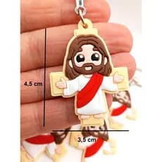 Kit 10 Unidades Chaveiro Emborrachado Religioso Jesus Cristo