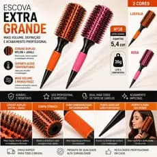 Escova Profissional de Cabelo Cerdas de Pelo de Javali e Silicone Resistente a temperaturas