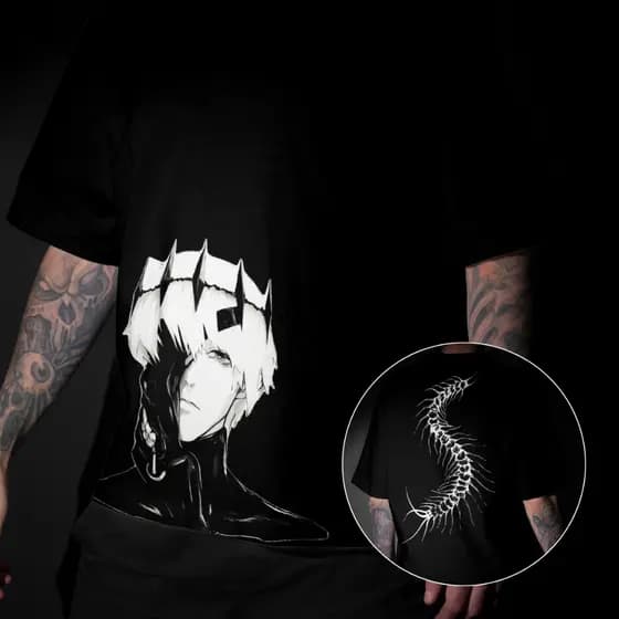 Camisa Streetwear Kaneki Anime 100% Algodão Confortável Estampada Masculina