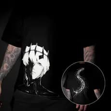 Camisa Streetwear Kaneki Anime 100% Algodão Confortável Estampada Masculina