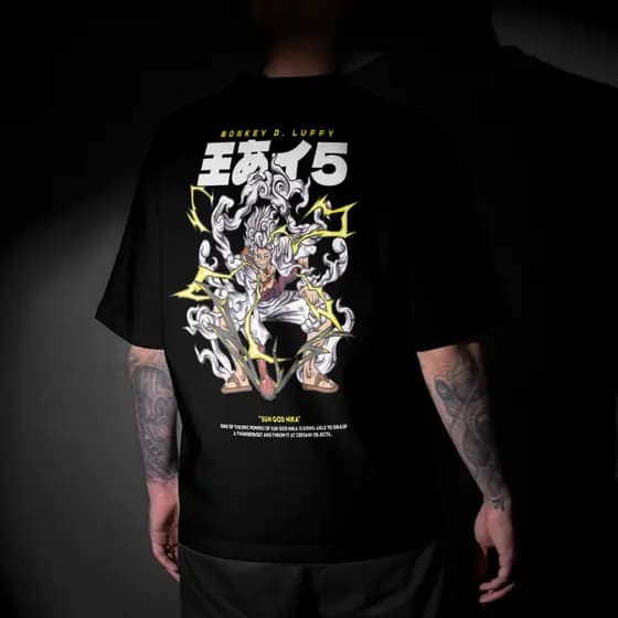 Camiseta Luffy Gear 5 Fifth Anime Unissex 100% Algodão Streetwear Confortável