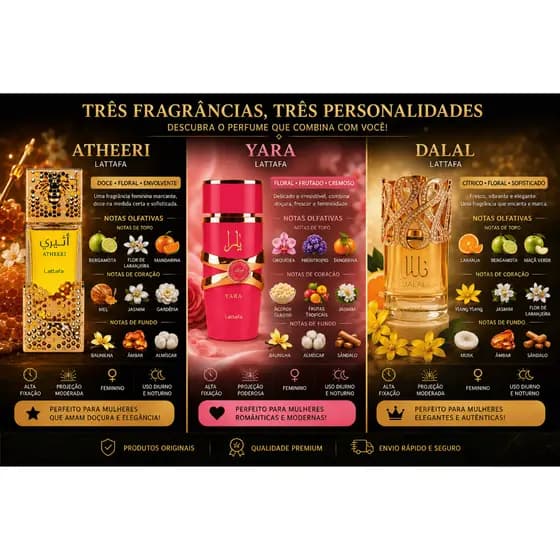 Perfumes Árabes Atheeri, Dalal e Yara Candy