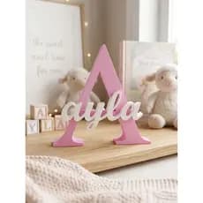 Letra Inicial Decorativa 3D com Nome Personalizado Quarto Infantil 20cm