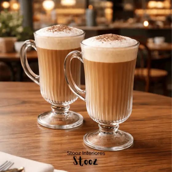 Caneca de Vidro 250ml Canelada Com Alça resistente Para Café Cappuccino Latte Chocolate Quente Chá e mesa posta luxo