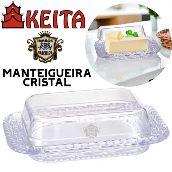 Manteigeuira Porta Manteiga Modelo Trançado 18CM Cristal Acrílico - Utensílios De Cozinha Porta Frios Keita