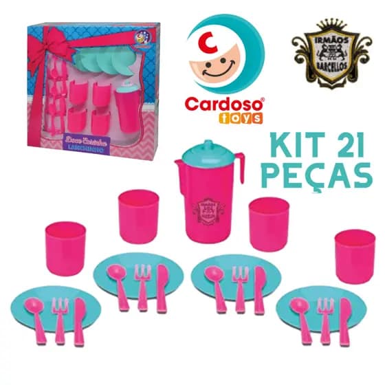 Brinquedo Infantil Kit Cozinha Com 21 Peças Modelo Doce Cozinha Lanchinho Plástico Color - Mini Cozinha Infantil Brinquedos Faz De Conta CardosoToys