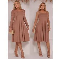 Conjunto Vestido Feminino Blazer e Vestido Rodado 2 Peças  Moda Evangelica Congresso Lançamento