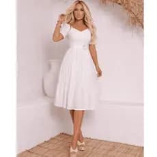 Vestido Feminino Soltinho Evangélico Três Marias Laíse de Malha Forrado Com Fivela