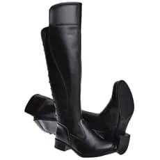 Bota Feminina Over Knee Preta Cano Alto Longo Cadarço Ziper Lateral Confortável