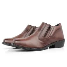 Bota Masculina Social Marrom Zíper Laterais Confort Moderna Preta Calce Fácil