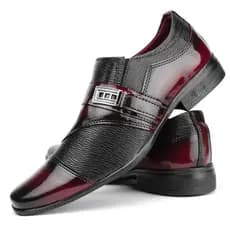 Sapato Social Masculino Preto com Bordô Super Promoção Imperdível