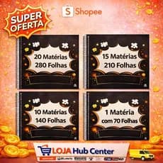 Caderno Universitário com 70 Folhas, 140 Folhas, 210 Folhas e 280 Folhas.