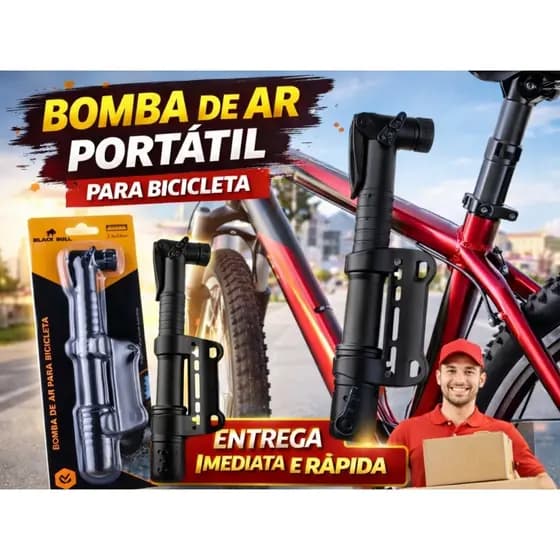 Bomba de Ar Portátil para Bicicleta - Preta