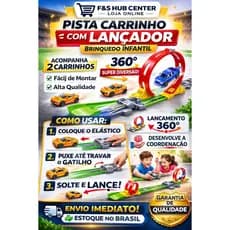 Pista Carrinho Com Lançador Brinquedo Infantil De Montar 360º