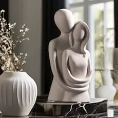 Estátua Escultura Casal Minimalista – Peça Decorativa Elegante Sofisticada Elo Imquebravel.