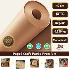 Papel Kraft 80g Com 40cm De Largura x 10 Metros Liso Monolúcido - Comércio E Embalagens