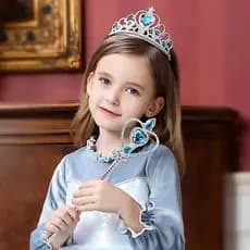 Kit Conjunto Acessórios Princesa Fantasia Infantil Coroa E Varinha Mágica