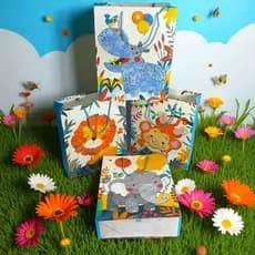 Sacola Presente Baby Zoo – Estampa Divertida E Resistente - Safari Alta Definição 32cm x 26cm