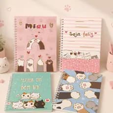 Caderneta de Anotações Estampada A5 – Caderno Gatinhos Estilo e Organização (14,5 x 21 cm)