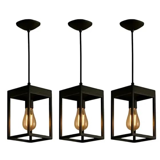 Kit 3 Lustres Pendentes Industrial Madeira Luminária Teto Moderna - 3Ld