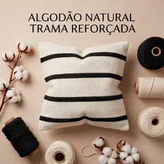 Capa Almofada Algodão 42x42cm Lavável em Máquina Decorativa