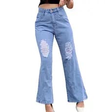 Calça Wide Leg Jeans Feminina Pantalona Moda Feminina