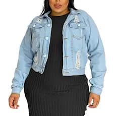 Jaqueta Jeans Plus Size Blusa Feminina