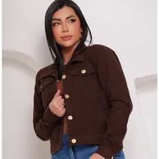 Jaqueta Feminina Marrom | Distraída | Jeans | Brim | Denim