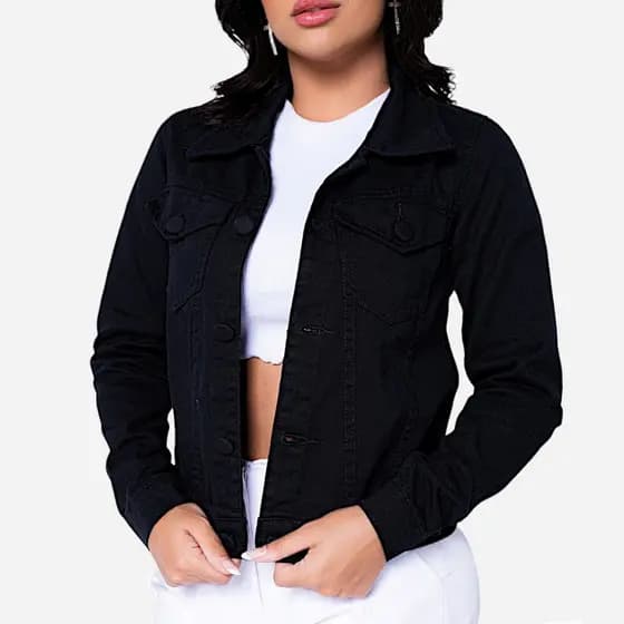 Jaqueta Jeans Feminina | Preta | Denim