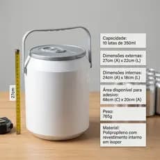Cooler Térmico Branco Liso Para Bebidas Caixa Térmica 6L Cabe 10 Latas