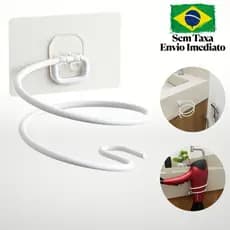 Suporte para Secador de Cabelo Auto Adesivo Sem Furar Parede Suporta 5 Kg Feito em Ferro