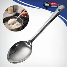 Colher de Arroz Inox Profissional 100% Aço Resistente Longa Higiênica para Servir Cozinha