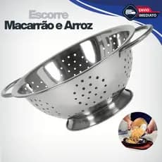 Escorredor De Macarrão Arroz Alimentos Em Aço Inox Pequeno 23cm